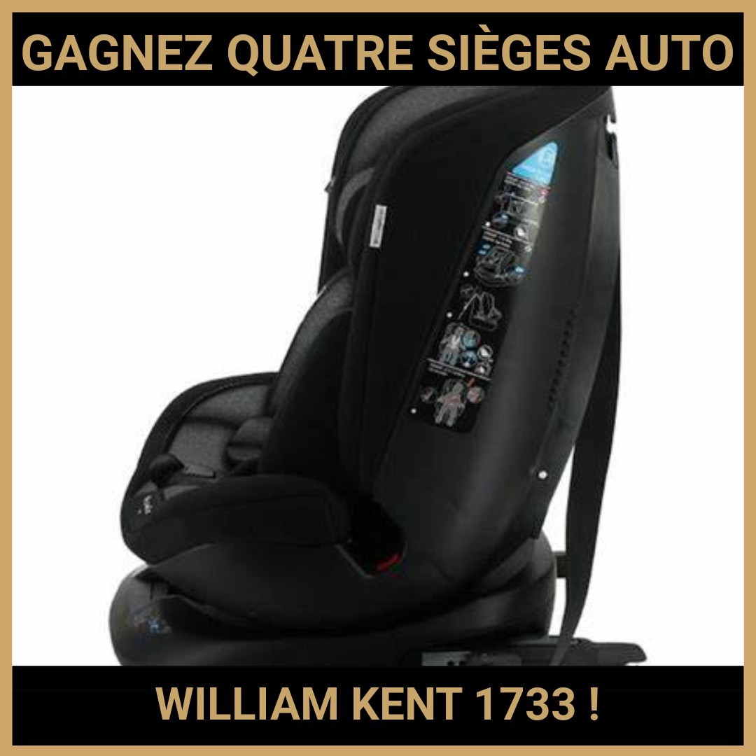 JEU CONCOURS GRATUIT POUR GAGNER QUATRE SIÈGES AUTO WILLIAM KENT 1733  !